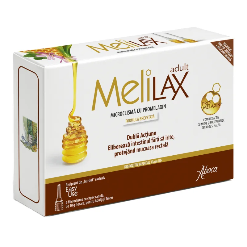 MeliLax microclisme adulti cu propolis, 6 bucati, Aboca — preț și oferte
