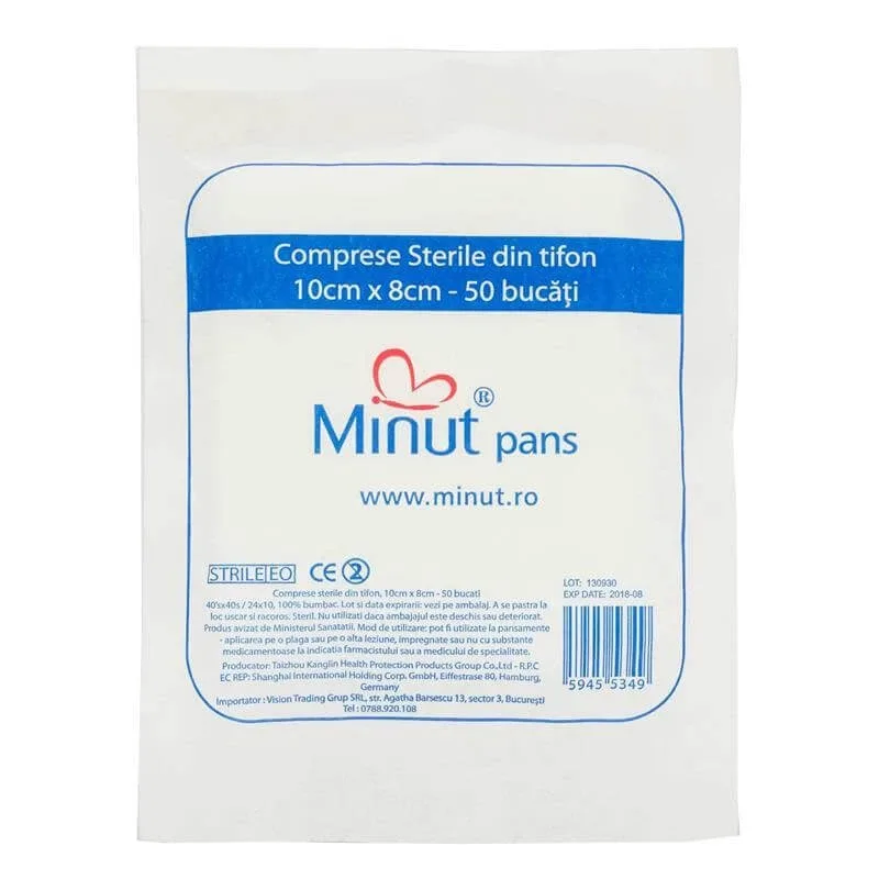 MINUT Comprese sterile 10/8 x 50buc 23gr — preț și oferte