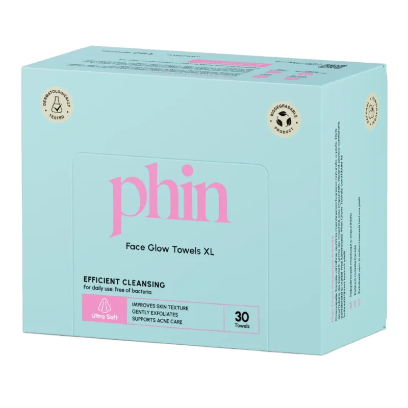 Prosoape faciale de unica folosinta Glow XL, 30 bucati, Phin — preț și oferte