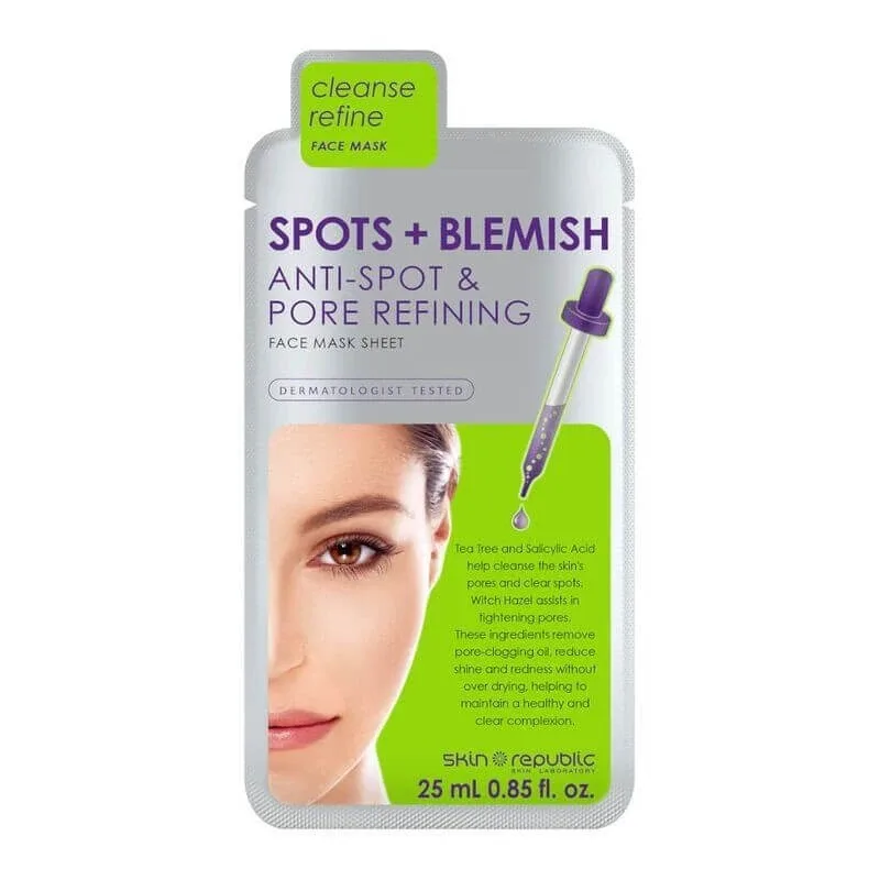 Skin Republic Masca de fata cu servetel Anti pete si Imperfectiuni + Minimizarea porilor x 25ml — preț și oferte