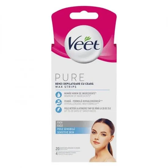 Benzi de ceara depilatoare pentru fata, 20 bucati, Veet — preț și oferte