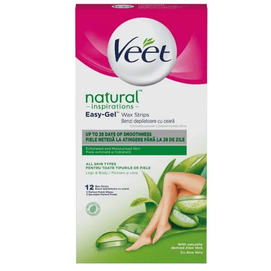 Benzi de ceara cu Aloe Vera pentru picioare, 12 bucati, Veet — preț și oferte