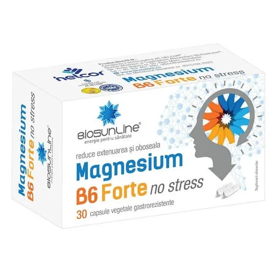 Magnesium B6 Forte No Stress BioSunLine, 30 capsule, Helcor — preț și oferte