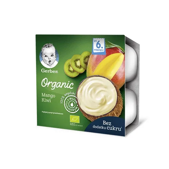 Desert bio din mango, kiwi si cocos, 4x90 gr, Gerber — preț și oferte