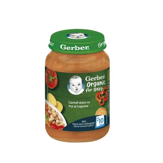 Piure bio din cartofi dulci, pui si legume, 190 gr, Gerber — preț și oferte
