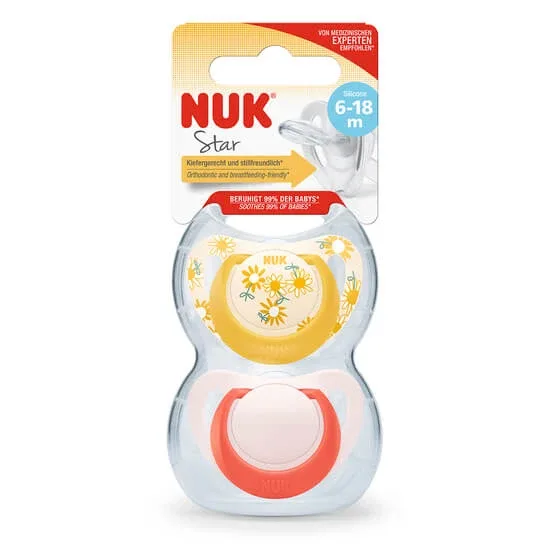 Suzeta silicon Floare Star, 2 bucati, 6-18 luni, Nuk — preț și oferte