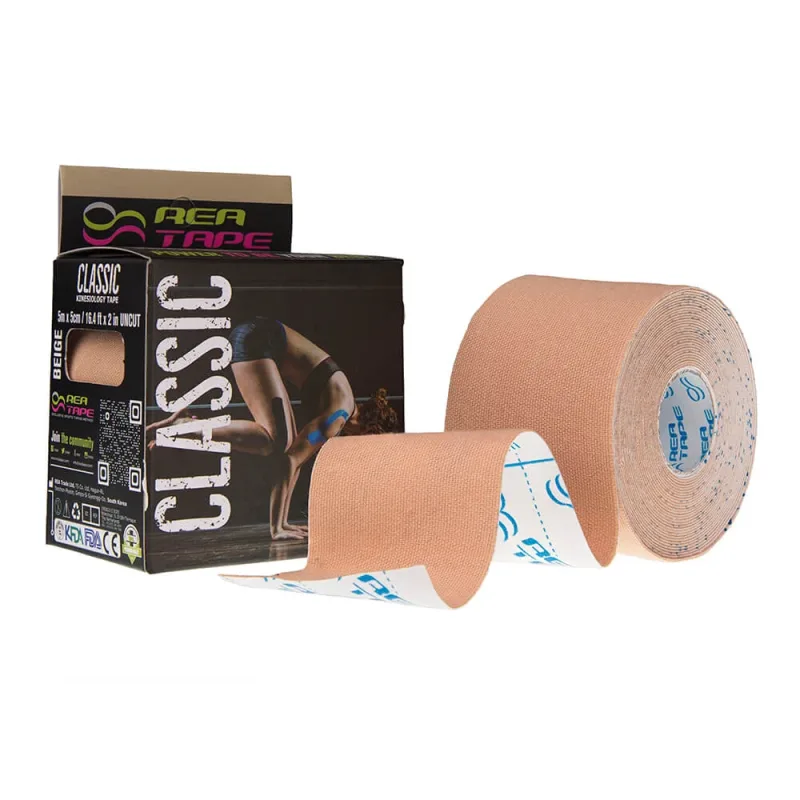 Banda kinesiologica premium bej, 5cm x 5m, REA Tape — preț și oferte
