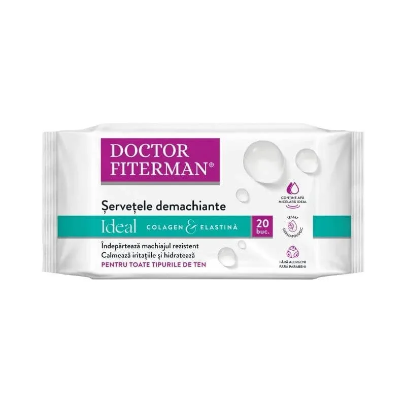Servetele demachiante Ideal Colagen x 20 buc., Doctor Fiterman — preț și oferte