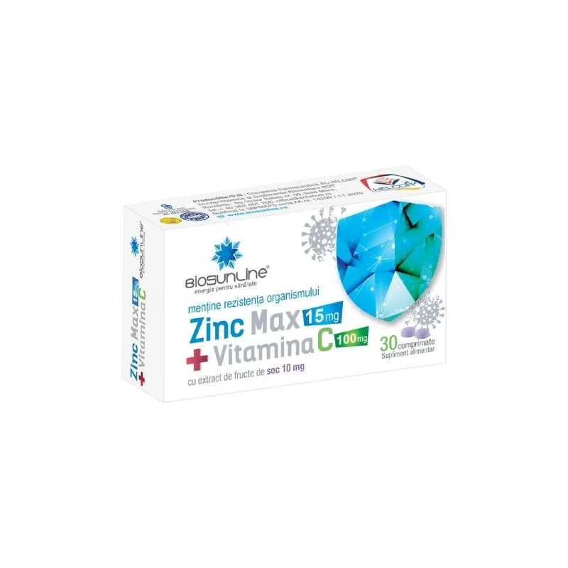 Zinc MAX + Vitamina C 100 mg, 30 comprimate, Helcor HELCOR BAIA MARE — preț și oferte