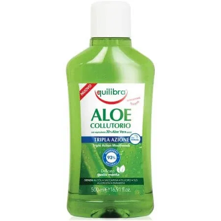 Apa de gura cu tripla actiune Aloe, 500 ml, Equilibra — preț și oferte