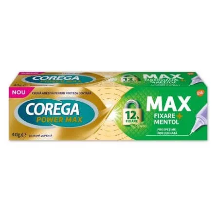Crema adeziva pentru proteza dentara Max Fixare +, Mentol, 40 gr, Corega — preț și oferte
