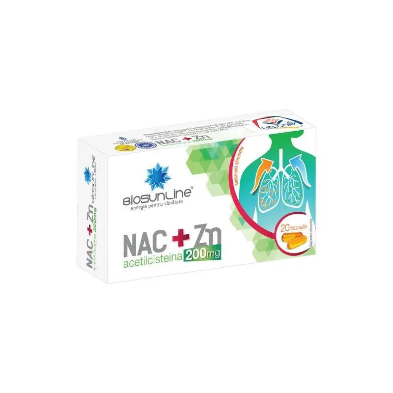 NAC + Zinc 200mg, 20 capsule, Helcor HELCOR BAIA MARE — preț și oferte