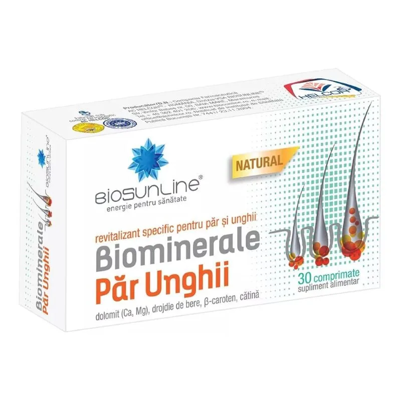 Biominerale pentru par si unghii, 30 tablete, Helcor HELCOR BAIA MARE — preț și oferte