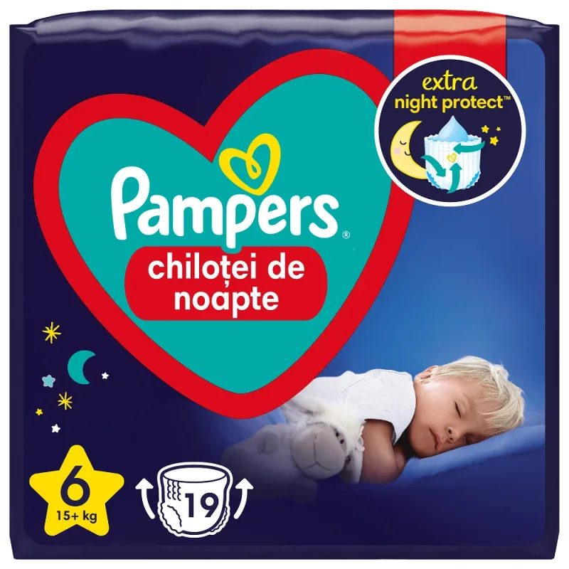 Scutece chilotel de noapte Stop&Protect, Nr.6, 15+ kg, 19 buc, Pampers — preț și oferte