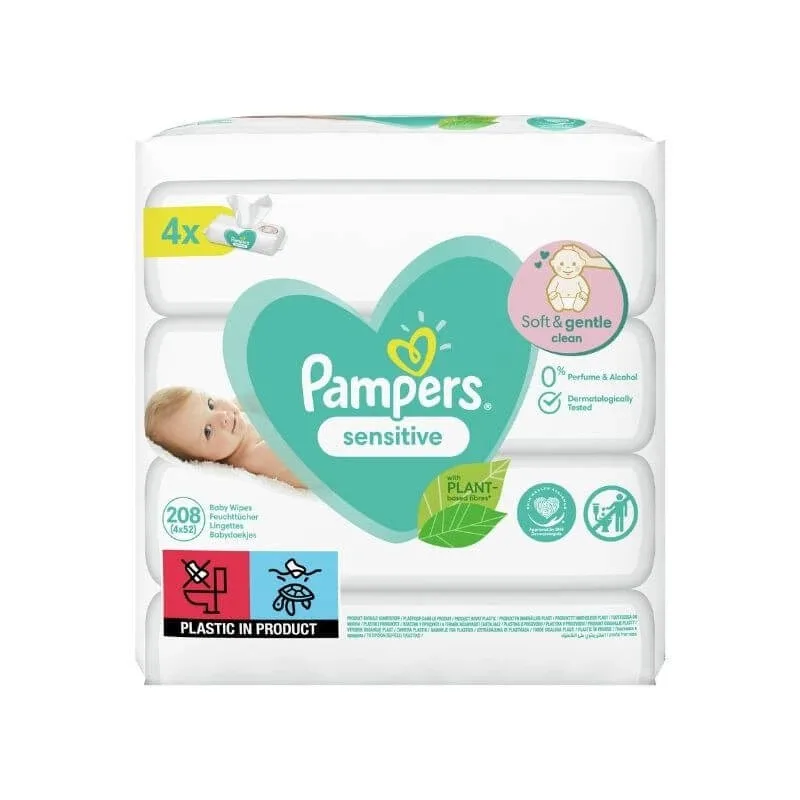 Pampers Servetele umede Sensitive, 4 pach, 208 buc — preț și oferte