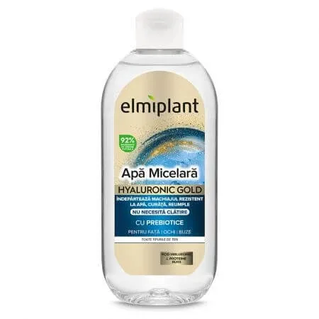 Apa micelara cu acid hialuronic si proteine aurii Hyaluronic Gold, 400 ml, Elmiplant — preț și oferte