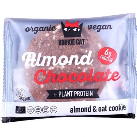 Biscuite bio cu migdale si ciocolata neagra fara gluten, 50 g, Kookie Cat — preț și oferte