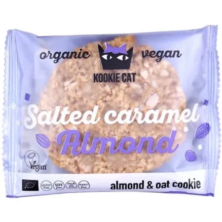 Biscuite bio cu migdale si caramel sarat fara gluten, 50 g, Kookie Cat — preț și oferte