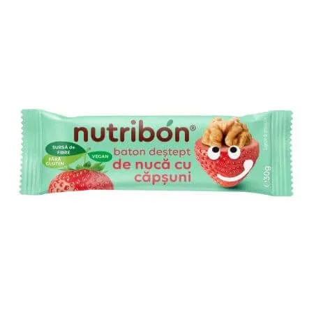Baton vegan fara gluten de nuca si capsuni, 30g, Nutribon — preț și oferte