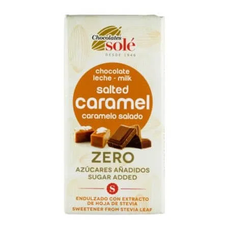 Ciocolata cu lapte si caramel sarat indulcita cu stevie, 100 g, Chocolates Sole — preț și oferte