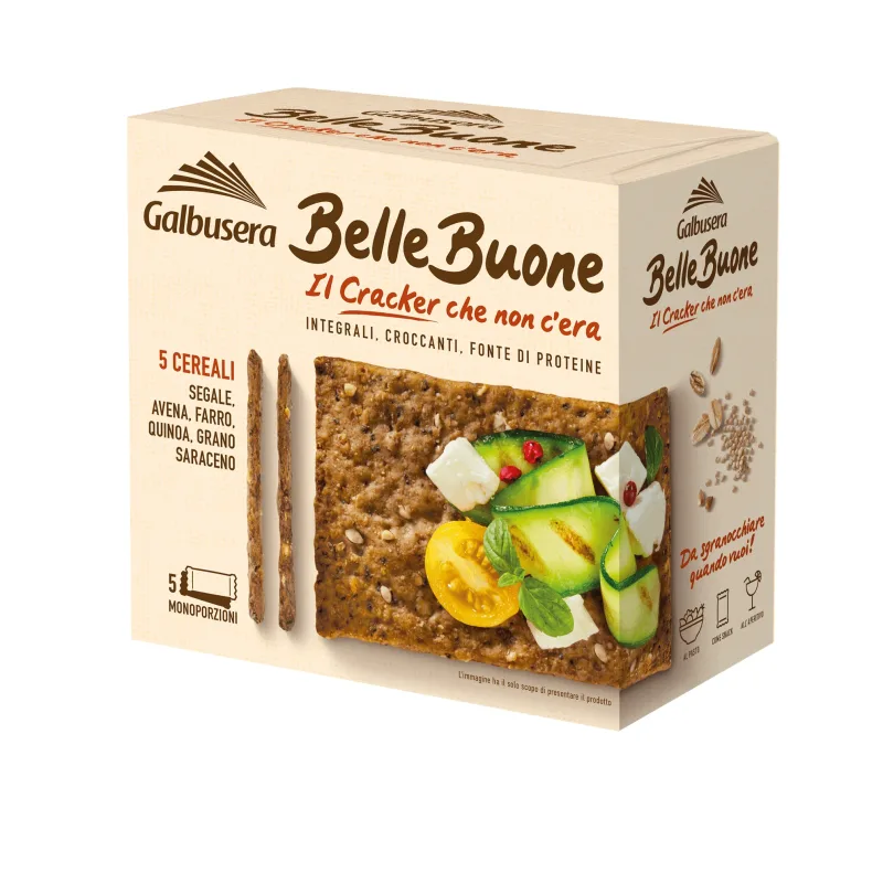 Crackers integrali cu 5 cereale Bellebuone, 200 g, Galbusera — preț și oferte