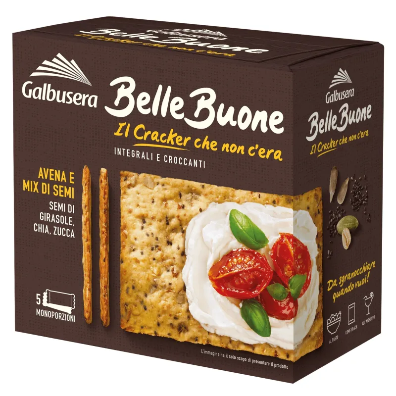 Crackers integrali cu mix de seminte Bellebuone, 200 g, Galbusera — preț și oferte