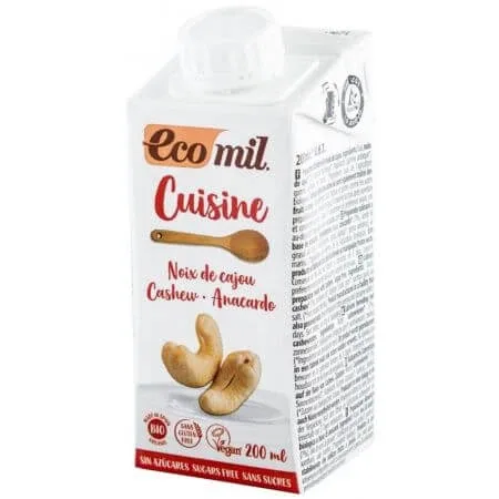 Crema vegetala Bio pentru gatit din Caju, 200 ml, Ecomil — preț și oferte