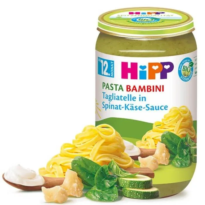 Meniu paste Tagliatelle cu sos de spanac si branza, 250 g, Hipp — preț și oferte