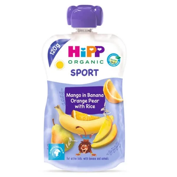Piure Hippis Sport cu pere, mango si portocale, 120 g, Hipp — preț și oferte