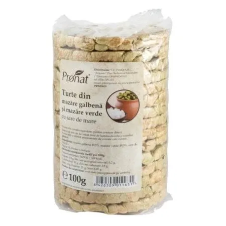 Turte din mazare galbena si mazare verde cu sare de mare, 100 gr, Pronat — preț și oferte