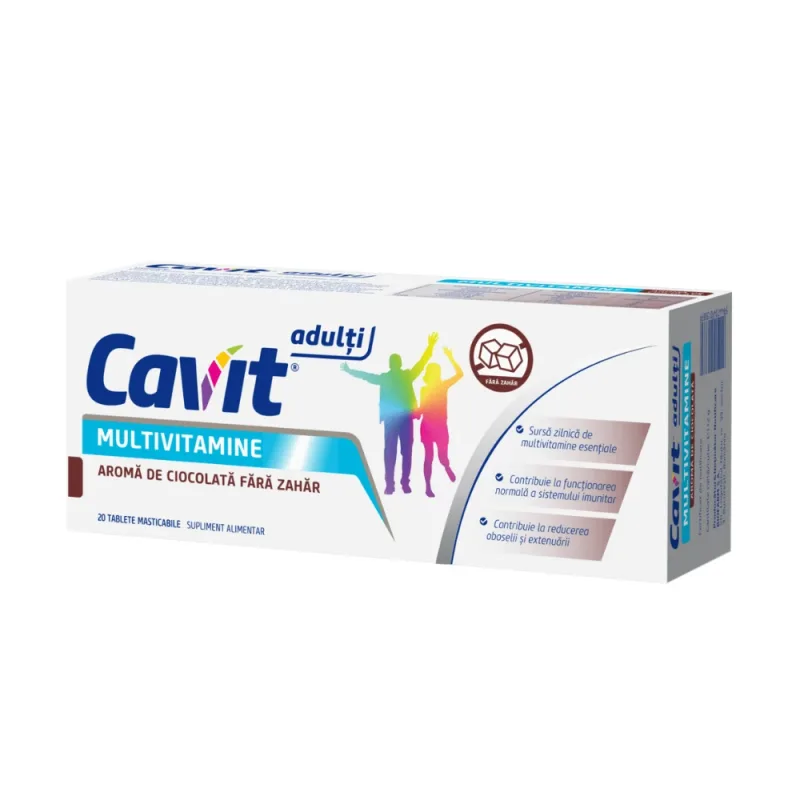 Cavit Adulti cu aroma de ciocolata fara zahar, 20 tablete, Biofarm — preț și oferte