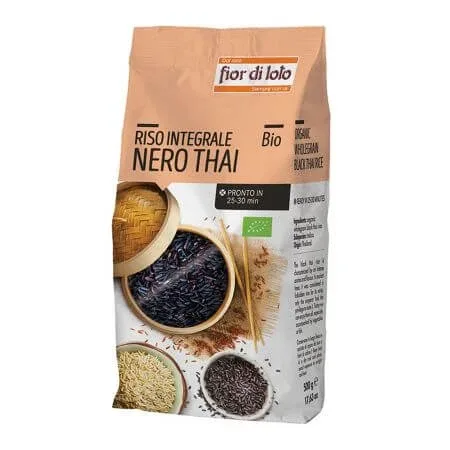 Orez integral negru thai eco, 500 g, Fior di Loto — preț și oferte