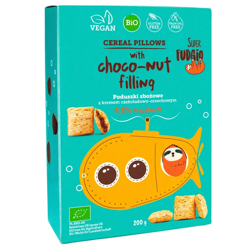 Cereale Bio umplute cu ciocolata si alune de padure, 200 g, Super Fudgio — preț și oferte