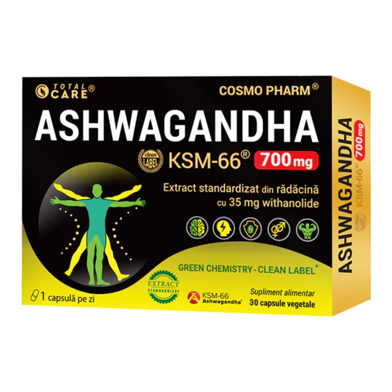 Ashwaganda KSM-66, 700 mg, 30 capsule, Cosmo Pharm — preț și oferte