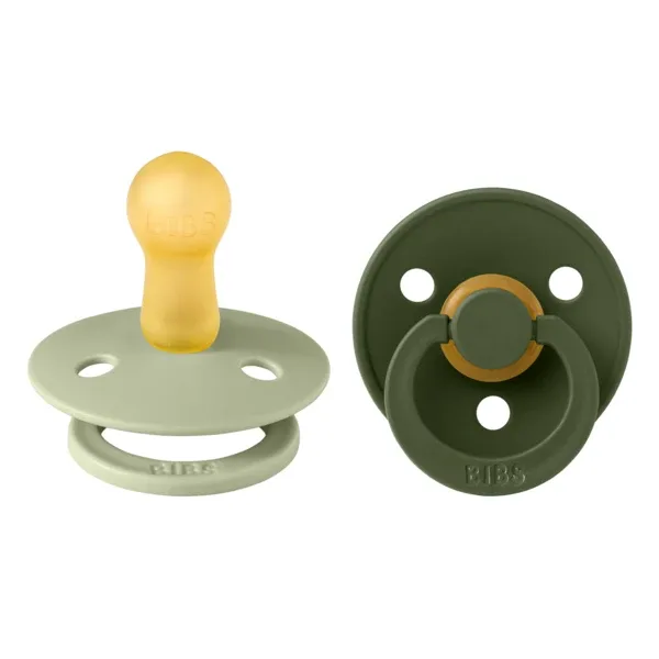 Set 2 suzete cu tetina rotunda Colour Latex, +6 luni, Sage - Hunter Green, Bibs — preț și oferte