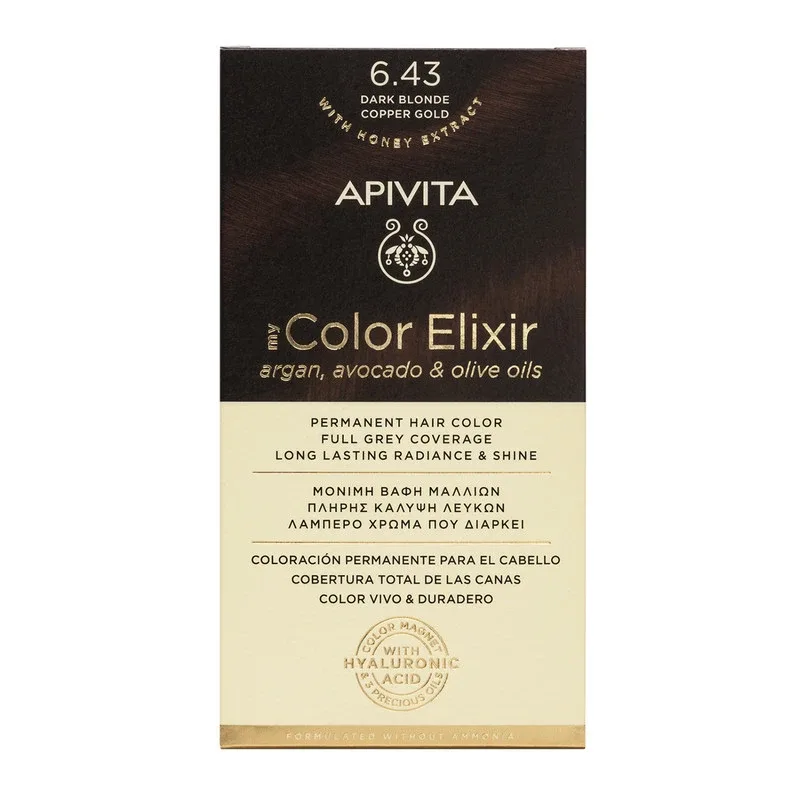 Vopsea pentru par My Color Elixir, nuanta 6.43, Apivita — preț și oferte