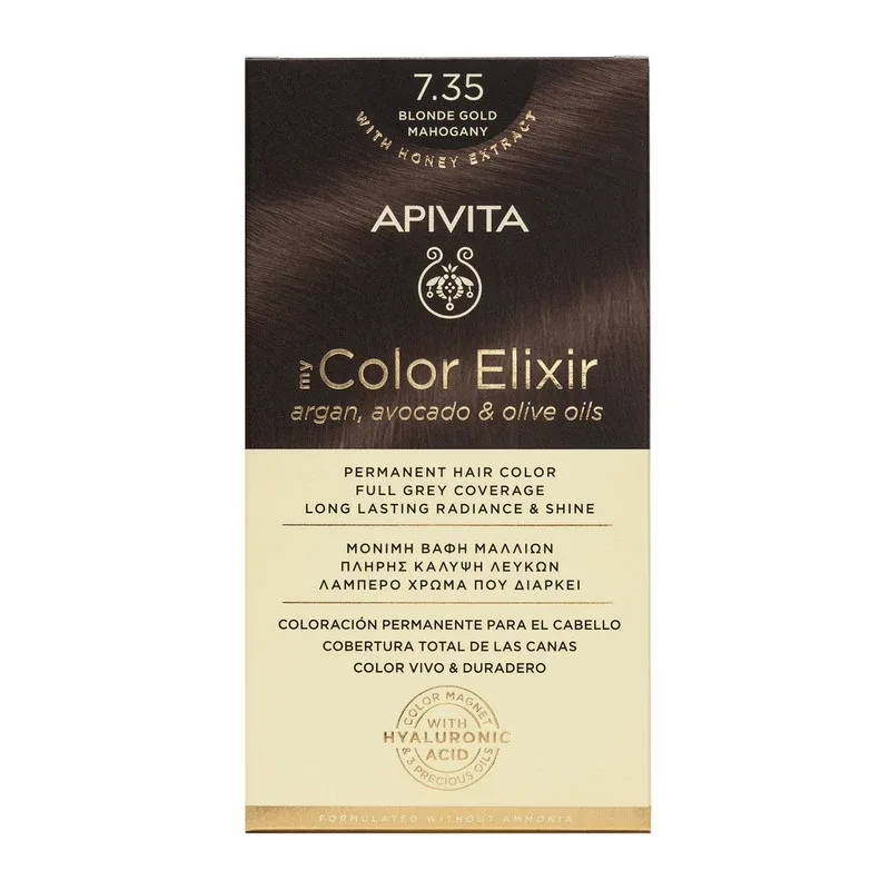 Vopsea pentru par My Color Elixir, nuanta 7.35, Apivita — preț și oferte