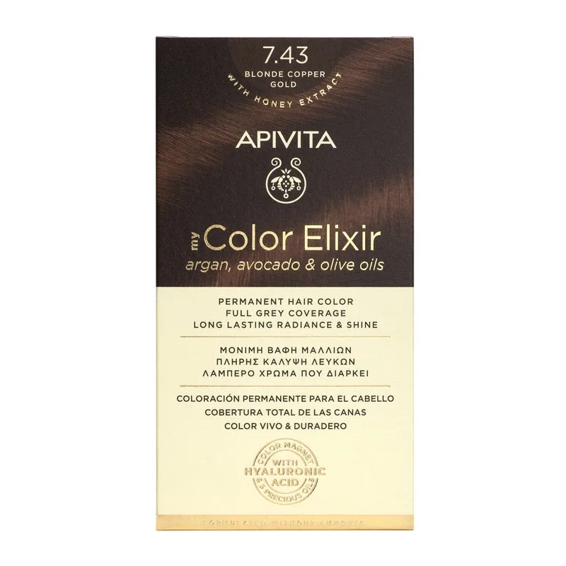 Vopsea pentru par My Color Elixir, nuanta 7.43, Apivita — preț și oferte