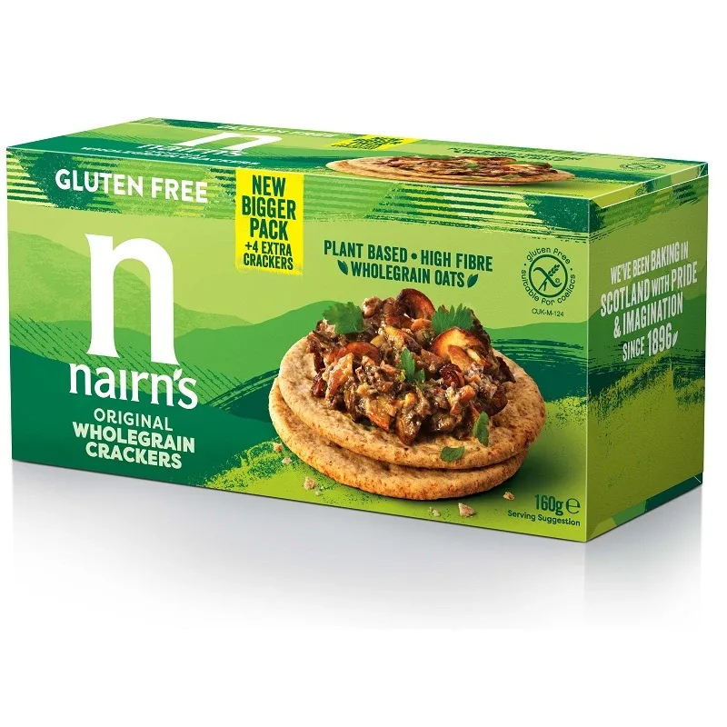 Crackers fara gluten din ovaz integral, 160 gr, Nairns — preț și oferte