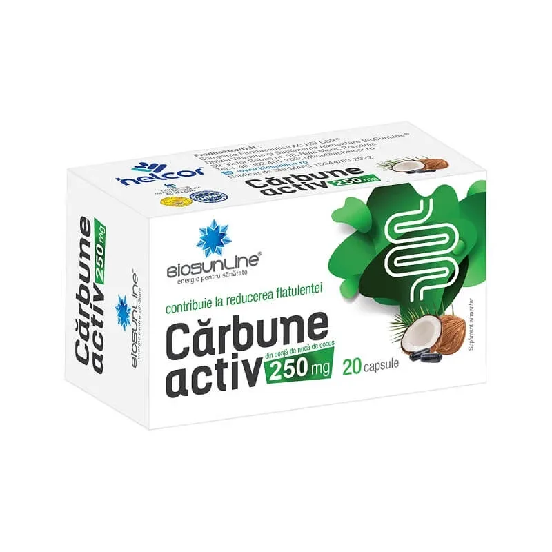 Cǎrbune activ, 250 mg, 20 capsule, Helcor — preț și oferte