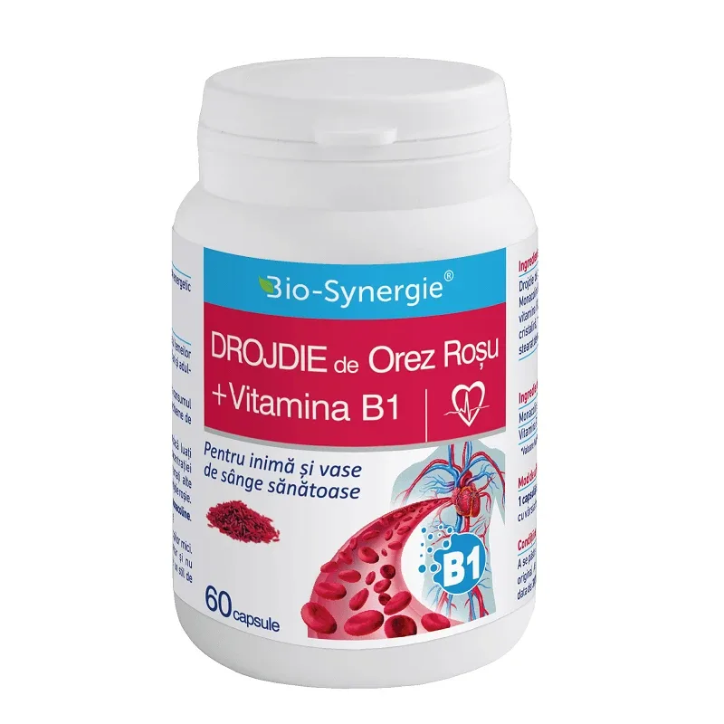 Drojdia de orez rosu + Vitamina B1, 60 capsule, Bio Synergie — preț și oferte