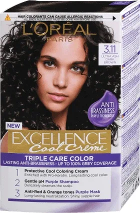 Loreal Paris  EXCELLENCE CREME Vopsea de păr permanentă cu amoniac 3.11, 1 buc