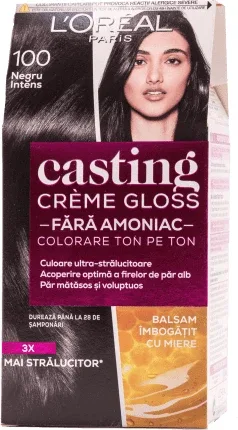 Loreal Paris CASTING CREME GLOSS Vopsea păr 100 negru intens, 1 buc — preț și oferte