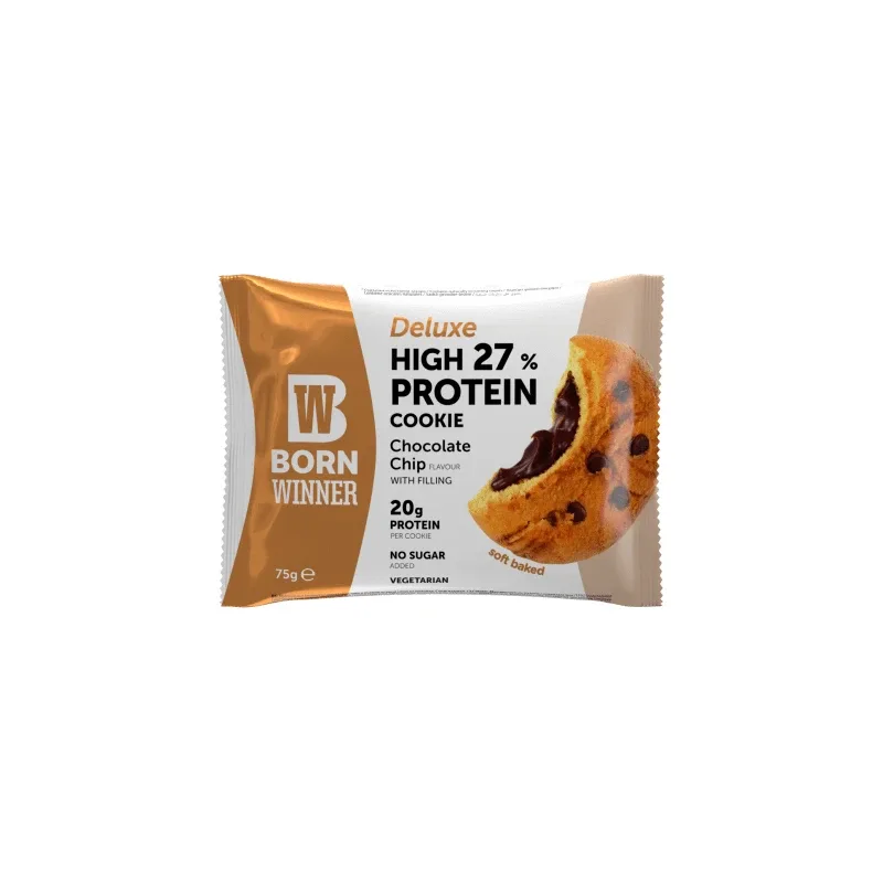Biscuiti proteici cu chips de ciocolata Deluxe, 75 g, Born Winner — preț și oferte