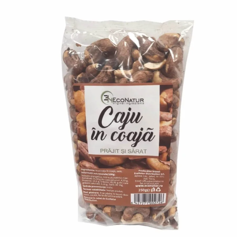 Caju in coaja prajite si sarate, 250 gr, EcoNatur — preț și oferte