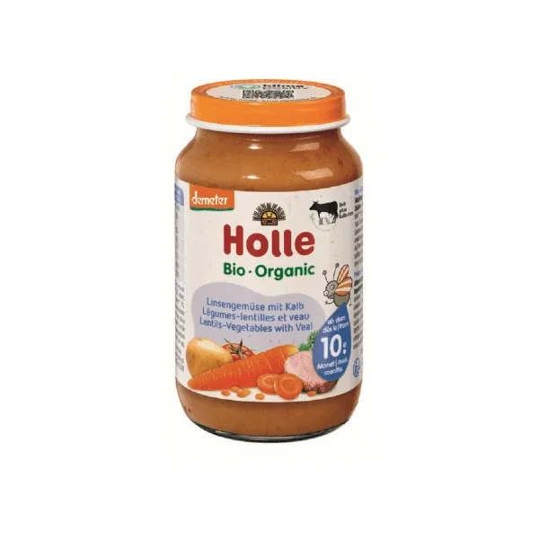 Piure Bio de legume cu linte si vitel, + 10 luni, 220 g, Holle Holle Baby — preț și oferte