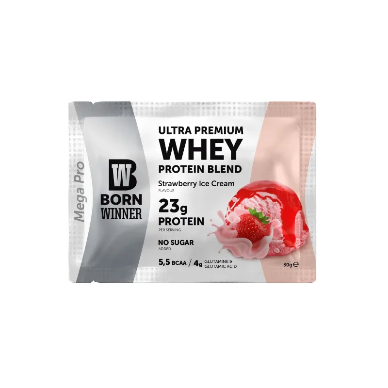 Pudra proteica cu 69% BCAA si capsuni, 30 g, Born Winner — preț și oferte