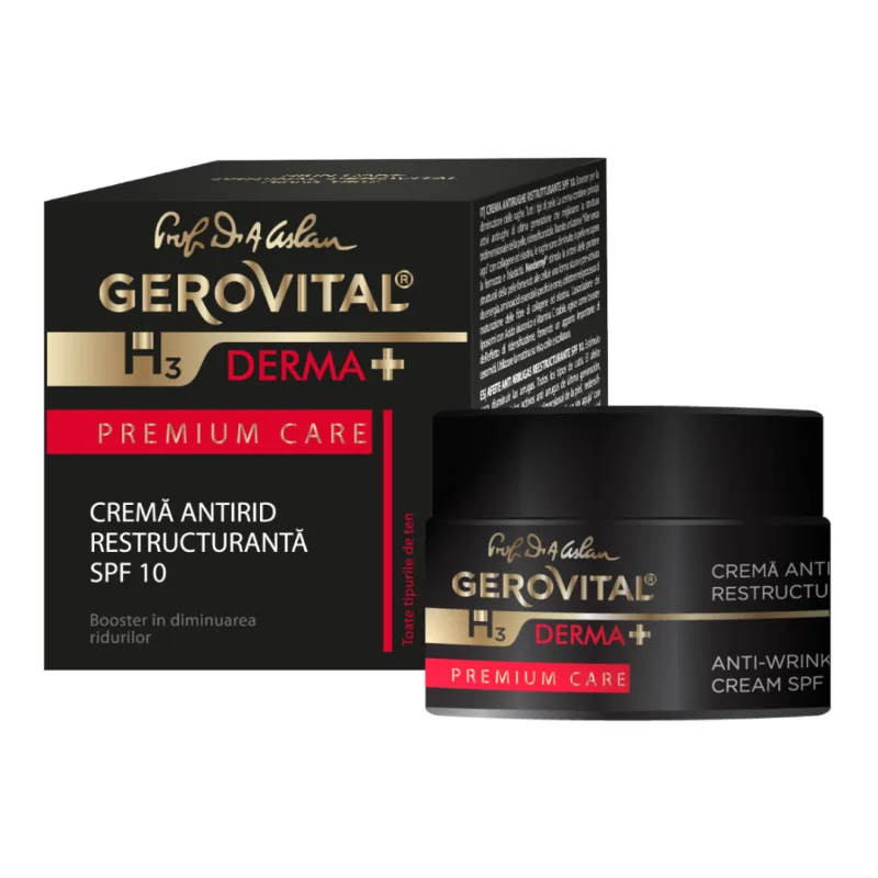 Crema antirid restructuranta SPF10 H3 Derma+ Premium Care, 50 ml, Gerovital FARMEC — preț și oferte