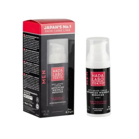 Crema anti-imbatranire de zi si noapte pentru barbati, cu super hyaluronic acid, colagen si retinol, 50 ml, Hada Labo Tokyo — preț și oferte