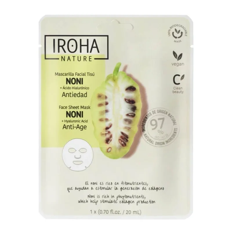 Masca anti-imbatranire pentru fata cu acid hialuronic si extract de noni, 20 ml, Iroha — preț și oferte